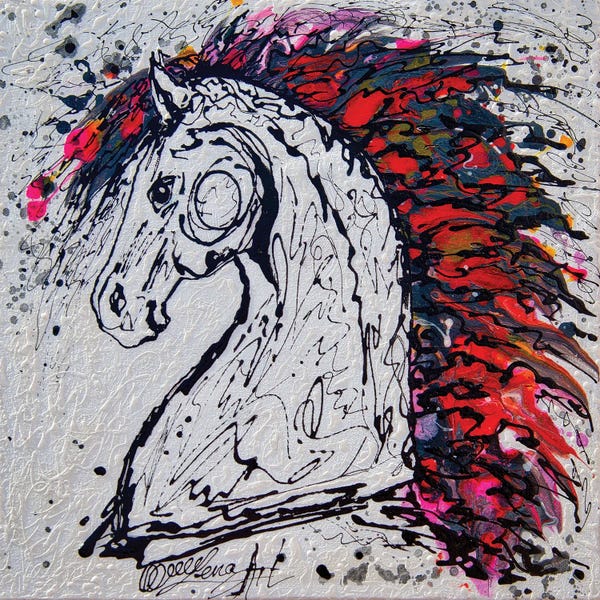 OLena Art: Abstract Horse Number III Jackson Pollock Inspiration by OLena Art
