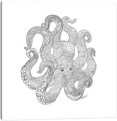 Octopus Of The Sea Line Drawing Canvas Art Print - Octopus Art
