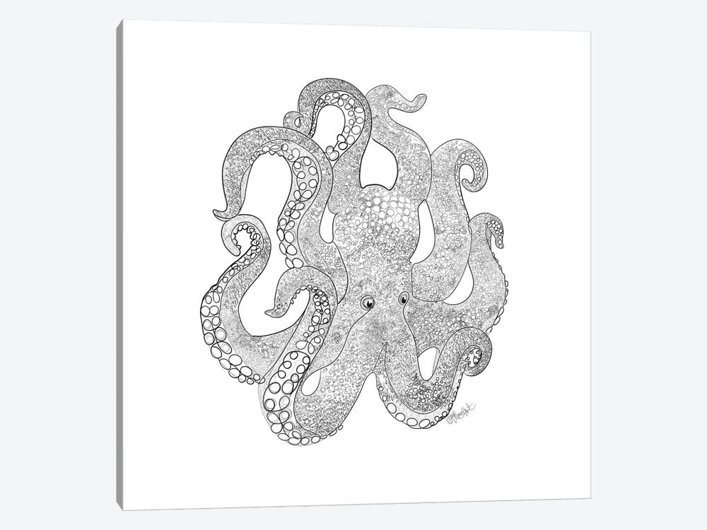 Octopus Of The Sea Line Drawing by OLena Art 1-piece Canvas Art Print