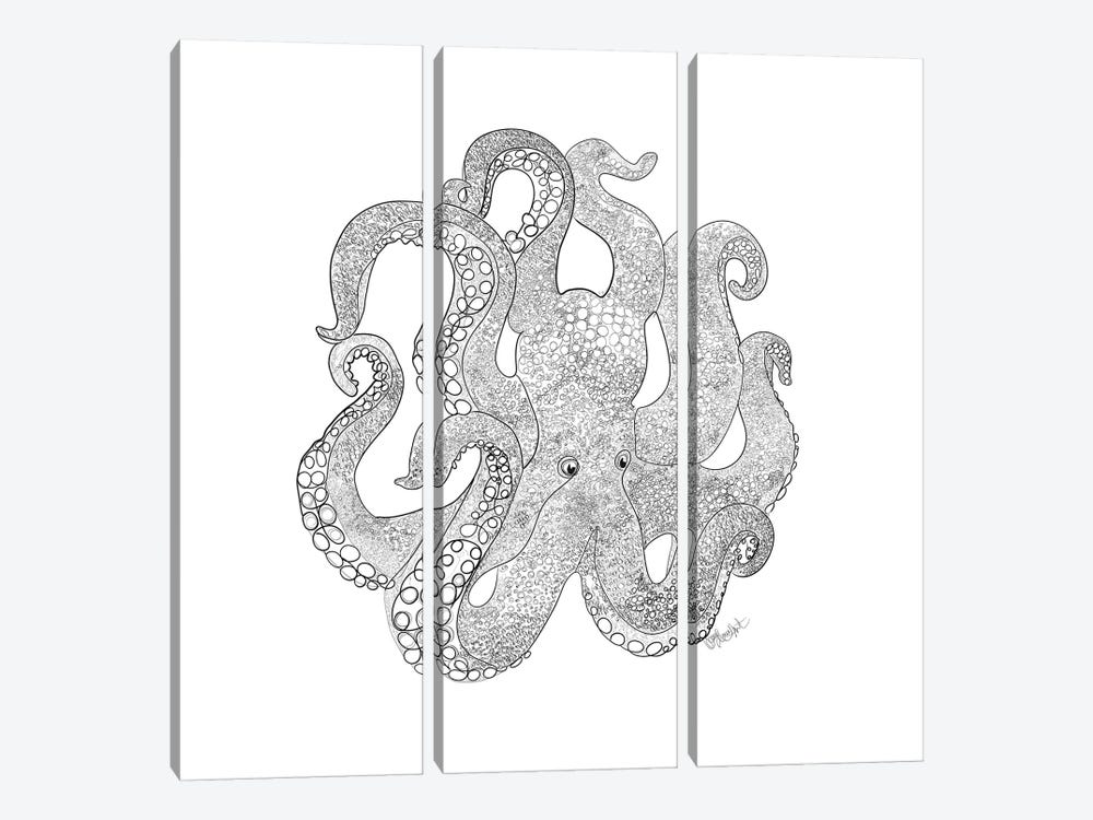 Octopus Of The Sea Line Drawing by OLena Art 3-piece Art Print