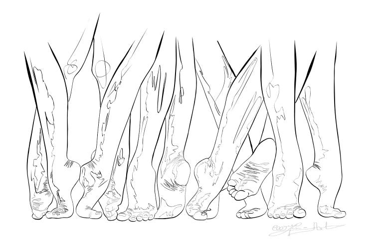 Barefoot Dance Line Drawing