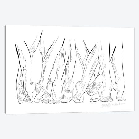 Barefoot Dance Line Drawing Canvas Print #OLE257} by OLena Art Art Print
