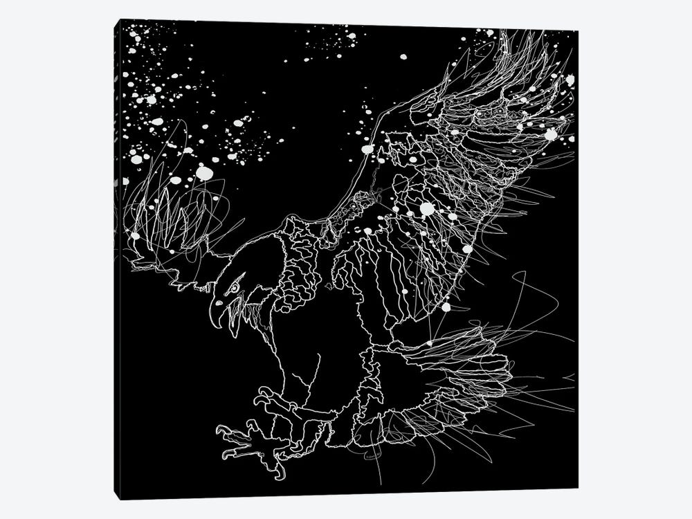 Lord Of The Sky White Eagle Design Line Drawing by OLena Art 1-piece Canvas Print