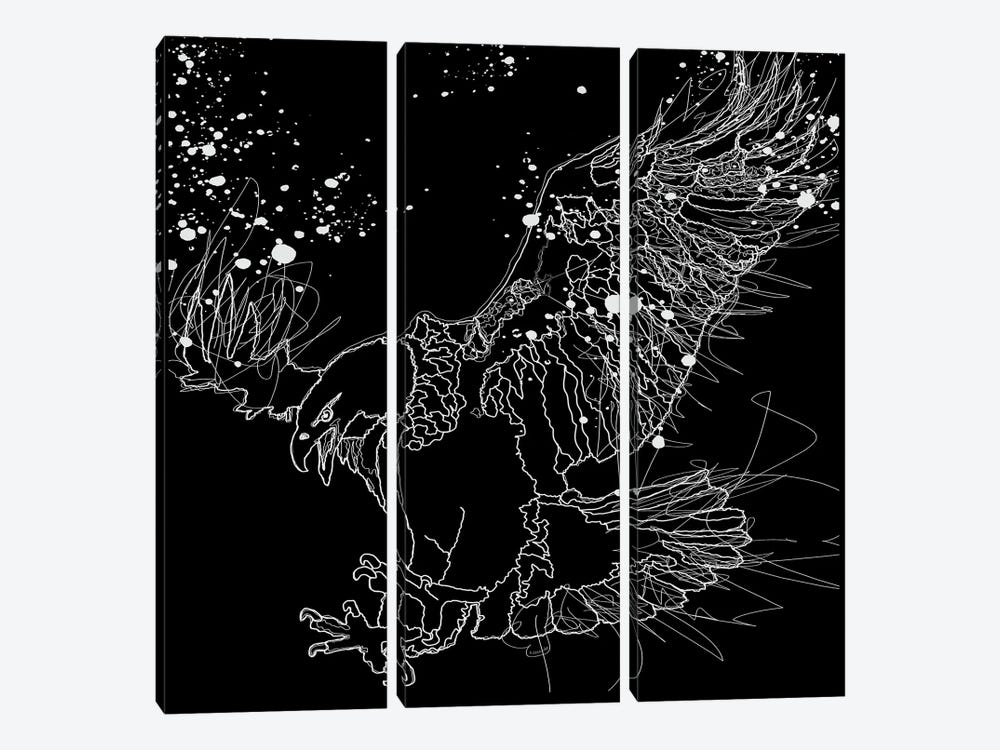 Lord Of The Sky White Eagle Design Line Drawing by OLena Art 3-piece Canvas Print