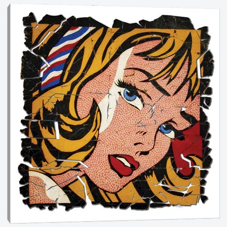 Roy Lichtenstein Fresco Painting Recreation Girl With Hair Ribbon Canvas Print #OLE264} by OLena Art Canvas Wall Art