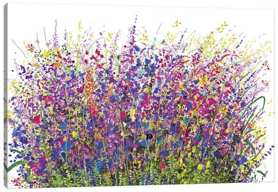 The Buzzing World Of Crimson Grassland Canvas Art Print - Wildflowers