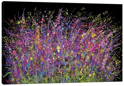The Buzzing World Of Crimson Grassland Canvas Art Print - Grass Art