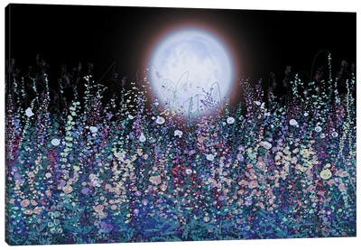 Supermoon Rises Over The Meadow Into Twilight Sky Canvas Art Print - Dreamer