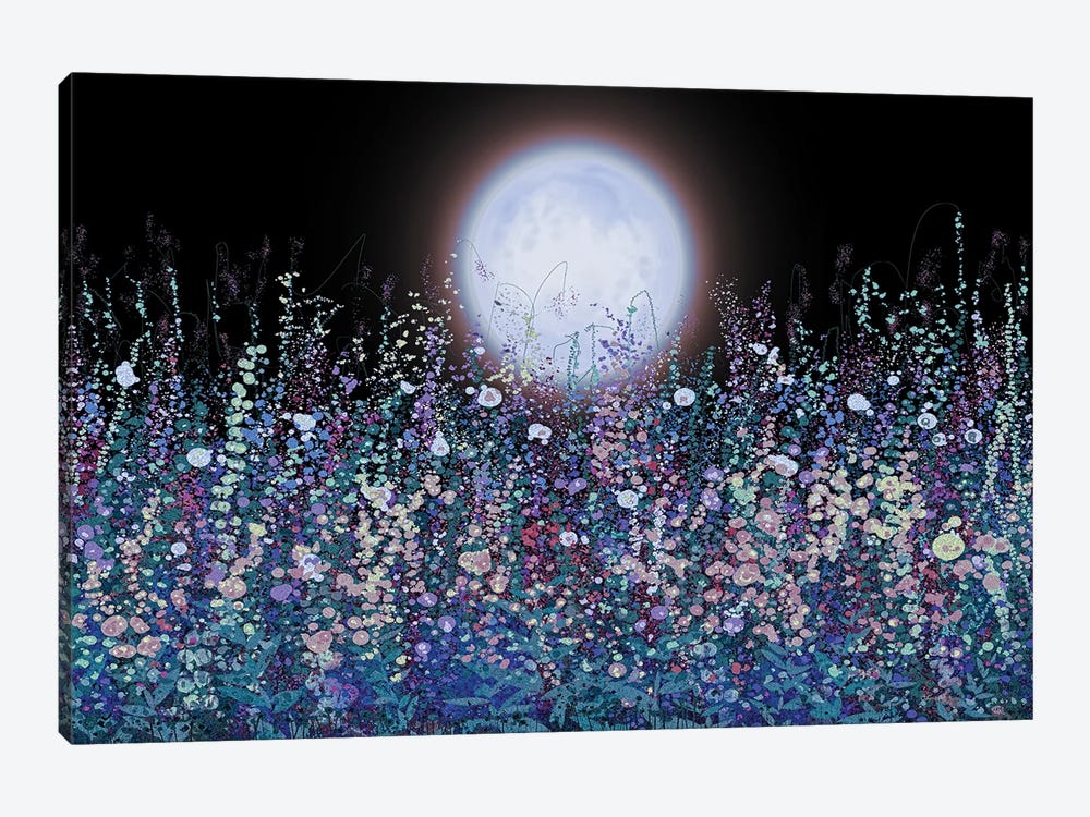 Supermoon Rises Over The Meadow Into Twilight Sky by OLena Art 1-piece Canvas Art Print