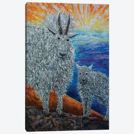 An Adorable Mountain Nanny And Her Kid Goats Canvas Print #OLE275} by OLena Art Art Print
