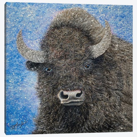 The In The Presence Of American Bison Painting Canvas Print #OLE276} by OLena Art Canvas Art Print