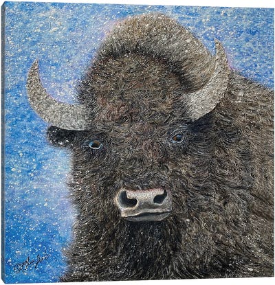 The In The Presence Of American Bison Painting Canvas Art Print - Lakehouse Décor