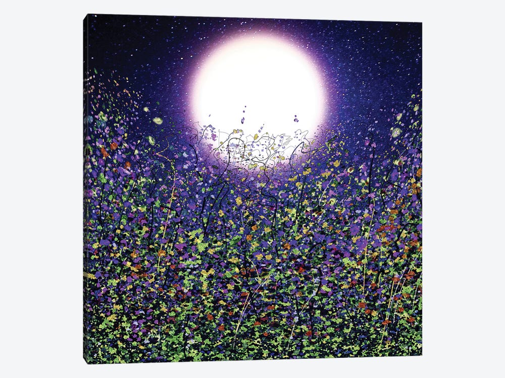Moonlight Shadows On Earth With Flowers by OLena Art 1-piece Art Print