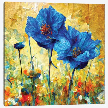 Blue-Poppy In Bloom III Canvas Print #OLE285} by OLena Art Canvas Art