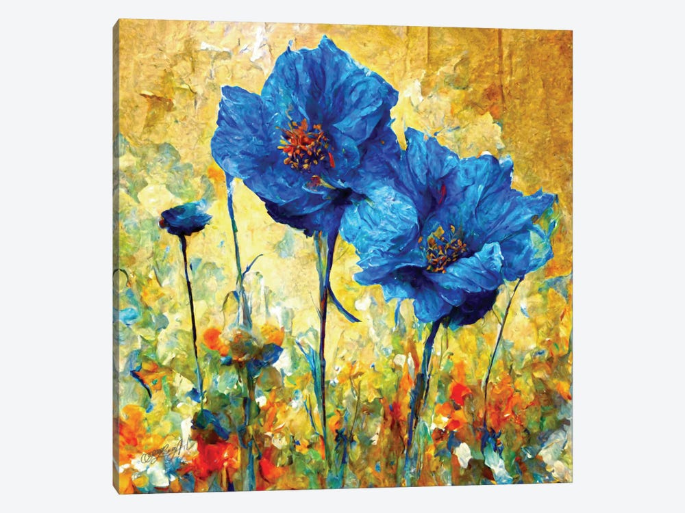 Blue-Poppy In Bloom III by OLena Art 1-piece Canvas Print