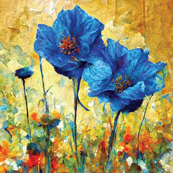 OLena Art: Blue-Poppy In Bloom III by OLena Art