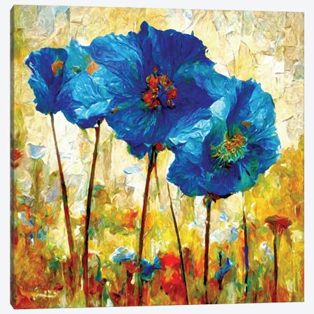 Blue-Poppy In Bloom II Canvas Print #OLE286} by OLena Art Canvas Art
