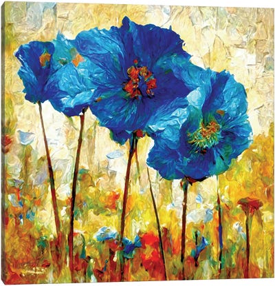 Blue-Poppy In Bloom II Canvas Art Print - OLena art