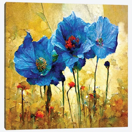 Blue-Poppy In Bloom I Canvas Print #OLE287} by OLena Art Canvas Artwork