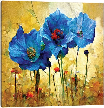 Blue-Poppy In Bloom I Canvas Art Print - OLena art