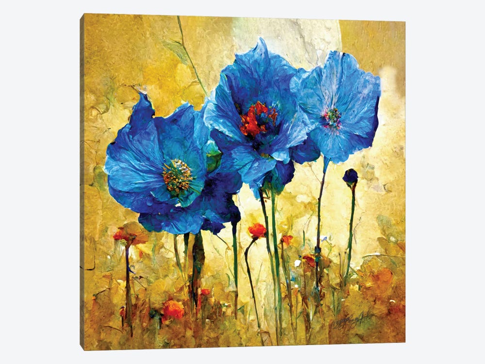 Blue-Poppy In Bloom I by OLena Art 1-piece Art Print