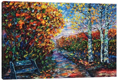 Impressionist Autumn Park Canvas Art Print - OLena art
