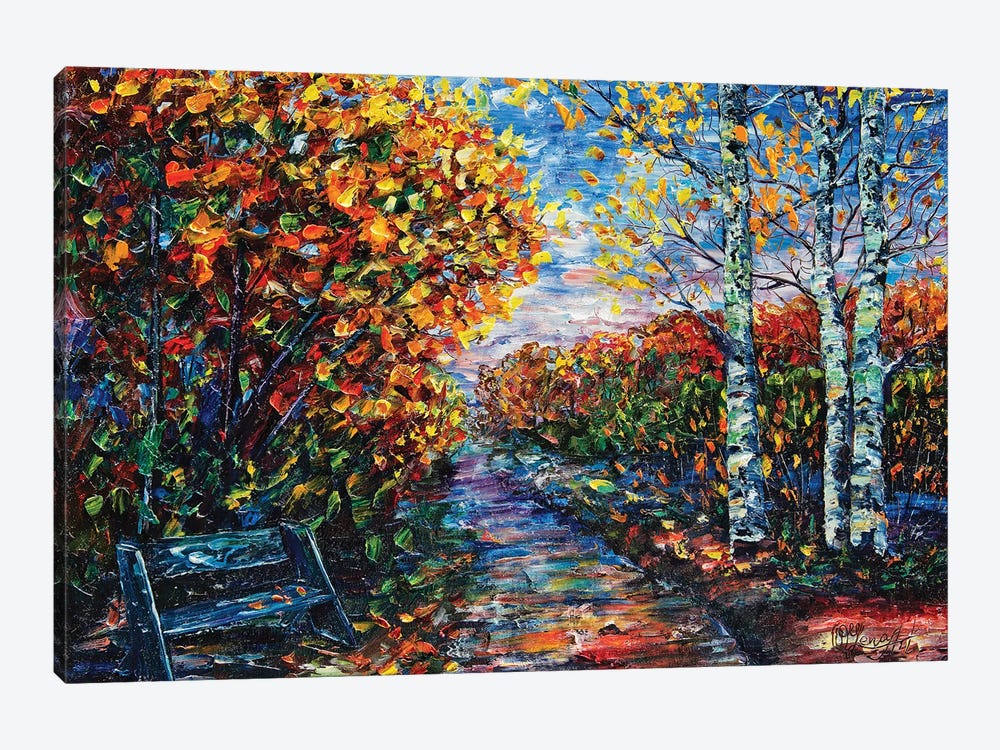 Impressionist Autumn Park by OLena Art 1-piece Canvas Art Print