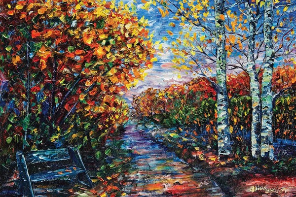 OLena Art: Impressionist Autumn Park by OLena Art