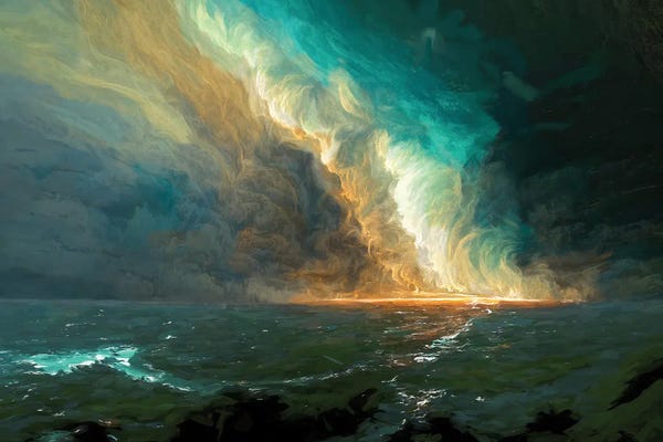 OLena Art: Storm Over Open Water Abstract by OLena Art