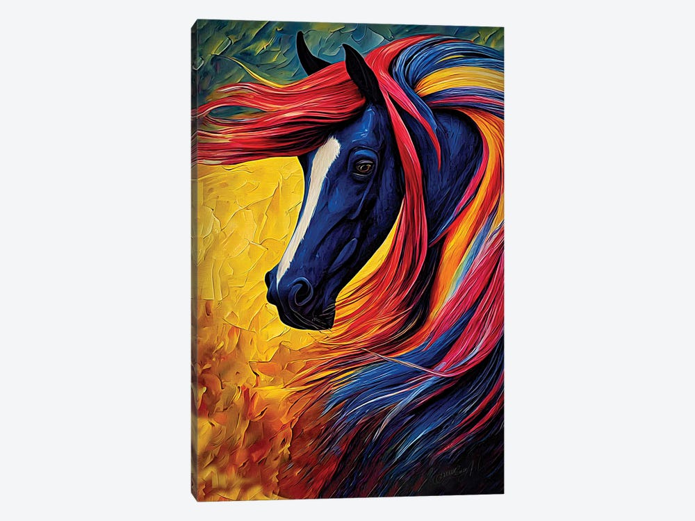 The Colorful Horse by OLena Art 1-piece Canvas Wall Art