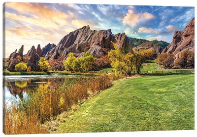 The Roxborough Arrowhead Golf Club In Littleton, Colorado. Fall Season In Roxborough State Park Canvas Art Print - Colorado Art