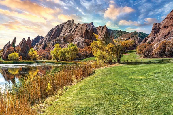 Colorado: The Roxborough Arrowhead Golf Club In Littleton, Colorado. Fall Season In Roxborough State Park by OLena Art