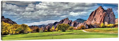 Fall Season At Roxborough Arrowhead Golf Club In Littleton, Colorado Canvas Art Print - Mountains Scenic Photography