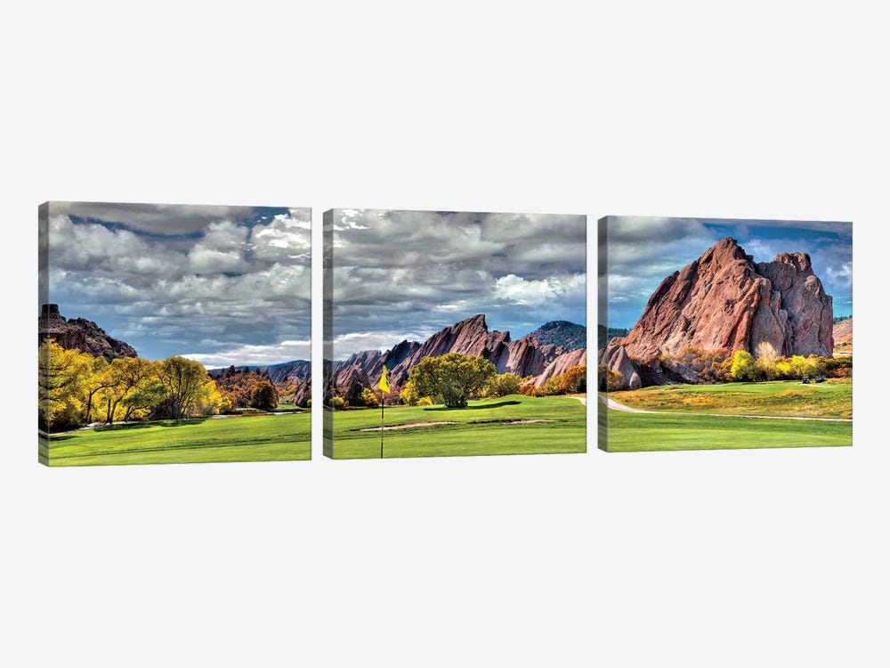 Fall Season At Roxborough Arrowhead Golf Club In Littleton, Colorado by OLena Art 3-piece Canvas Art