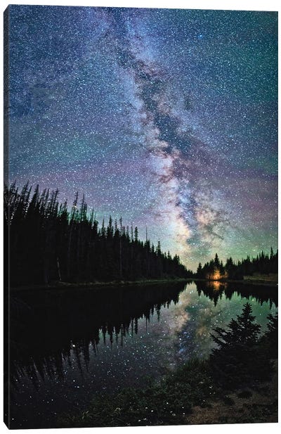 A View Of The Milky Way From Lake Irene Colorado Rocky Mountains Canvas Art Print - Galaxy Art