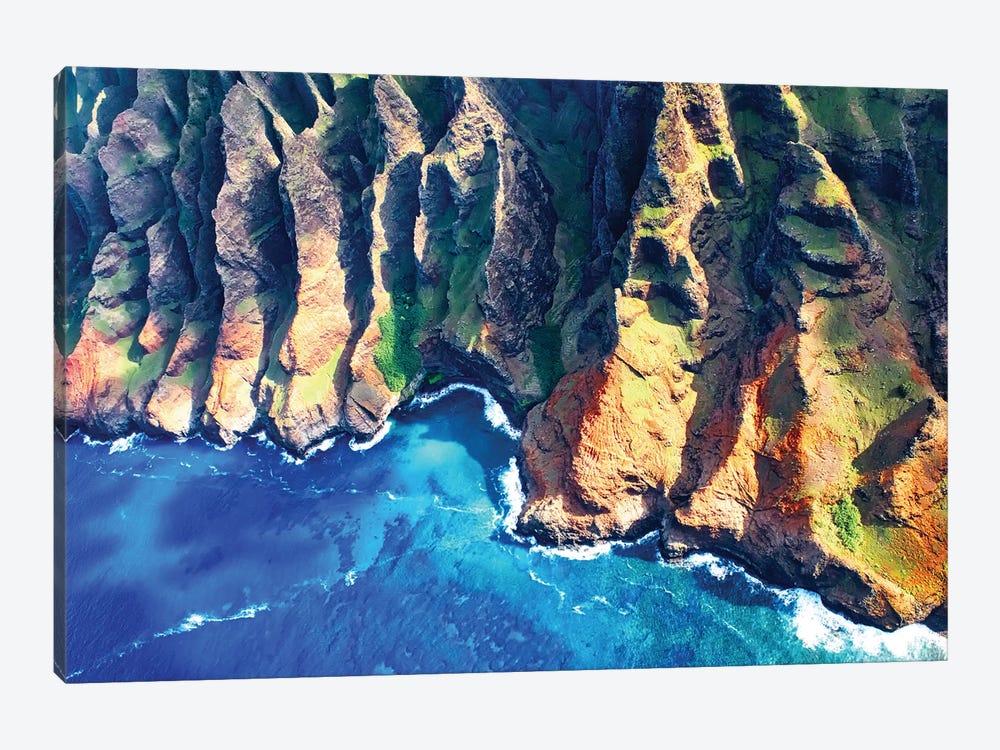 Aerial View Of The Napali Coastline In Hawaii by OLena Art 1-piece Canvas Art Print
