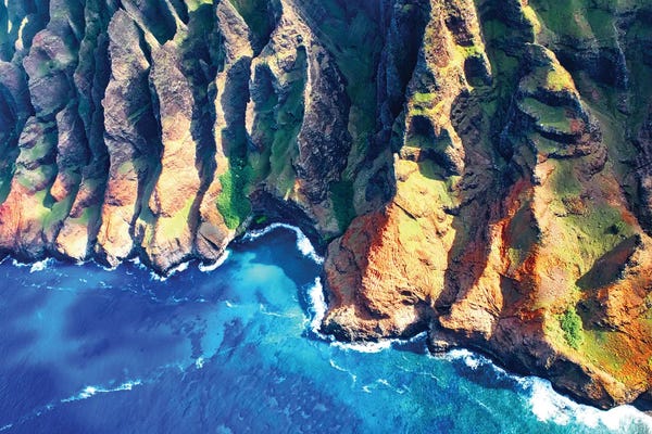 OLena Art: Aerial View Of The Napali Coastline In Hawaii by OLena Art