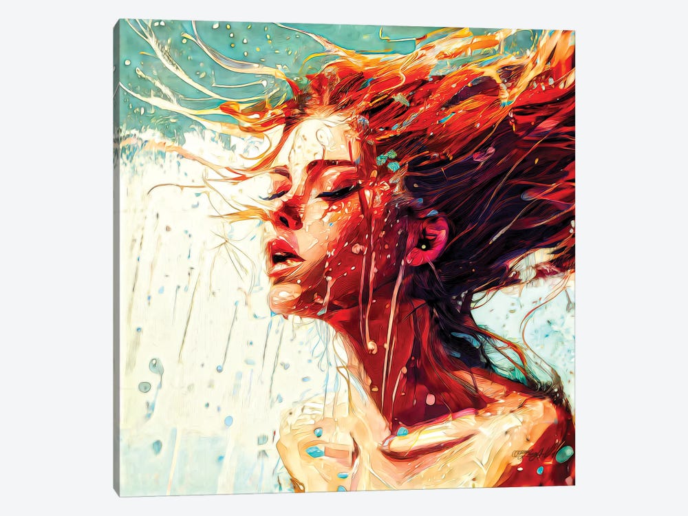 Expressionistic Painting Of A Woman Swimming In The Pool by OLena Art 1-piece Canvas Art