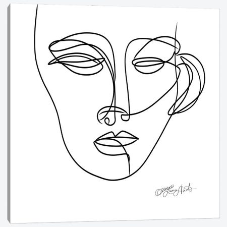 Linear Portrait Of A Woman Face, Design In One Line Canvas Print #OLE311} by OLena Art Canvas Art Print