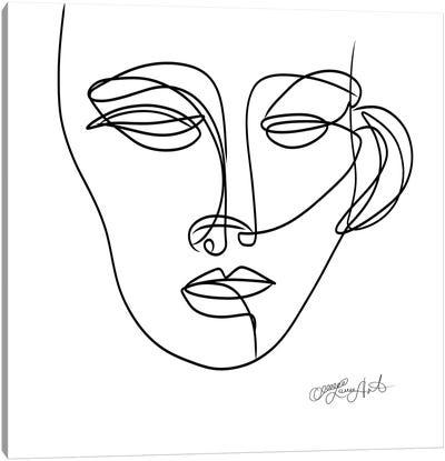 Linear Portrait Of A Woman Face, Design In One Line Canvas Art Print - OLena art