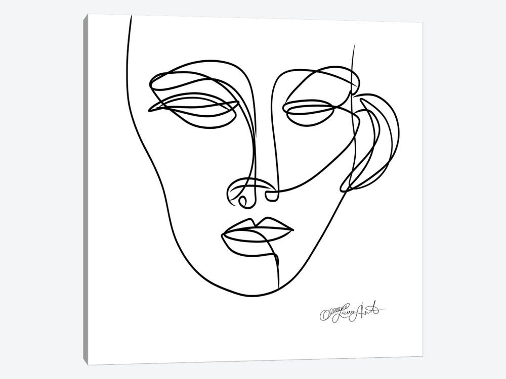 Linear Portrait Of A Woman Face, Design In One Line by OLena Art 1-piece Canvas Art Print