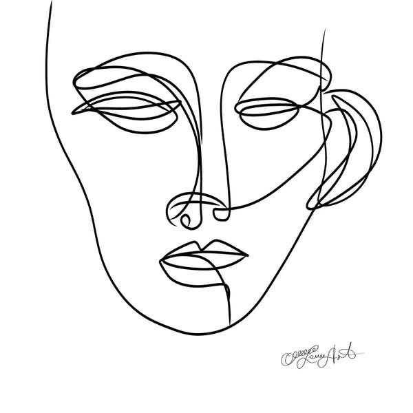 OLena Art: Linear Portrait Of A Woman Face, Design In One Line by OLena Art