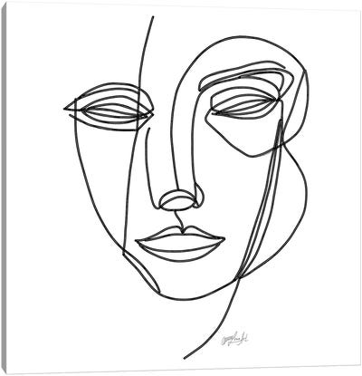 A Smile From An Affectionate Heart, Line Drawing Of A Female Portrait Canvas Art Print - Line Art