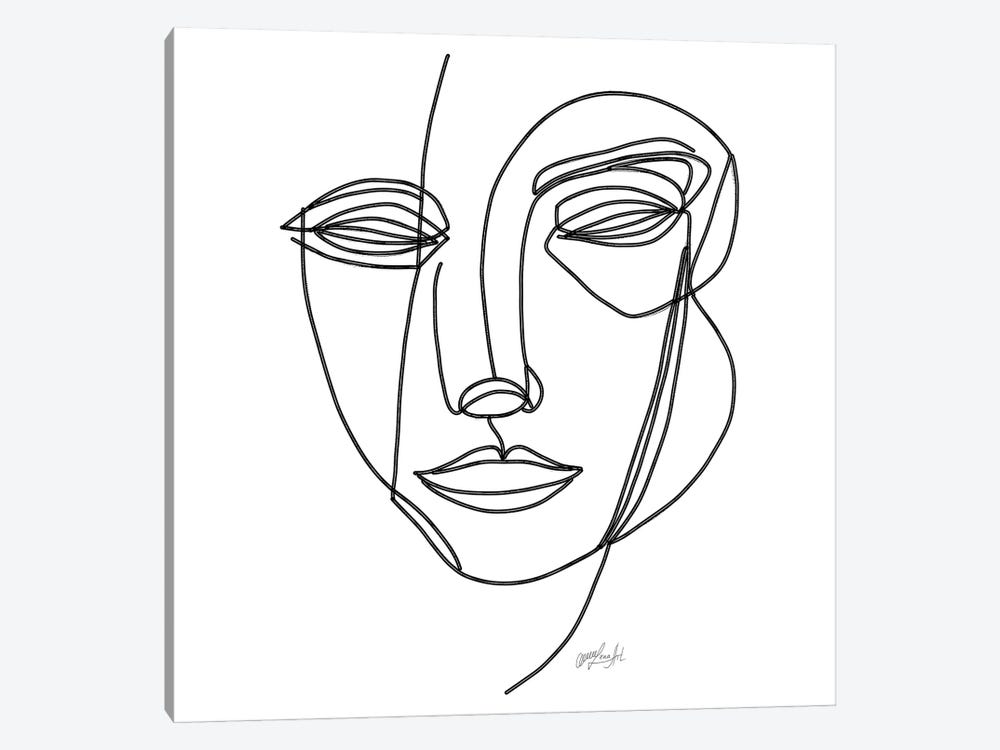 A Smile From An Affectionate Heart, Line Drawing Of A Female Portrait by OLena Art 1-piece Canvas Art