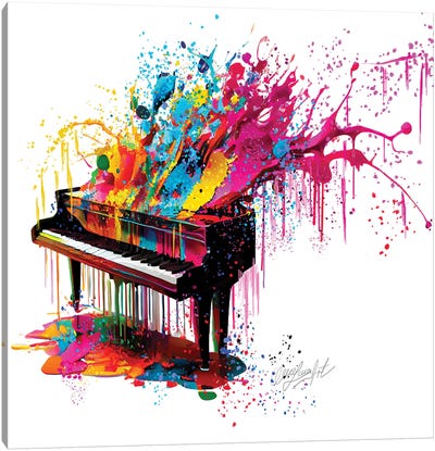 Piano, The Music Culmination In Colorpianoforte Canvas Art Print - Creativity Art