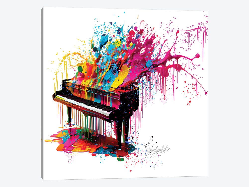 Piano, The Music Culmination In Colorpianoforte by OLena Art 1-piece Canvas Art Print