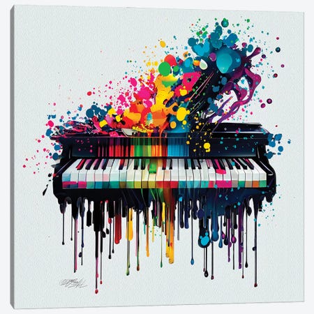 Color Of Music, Piano Square Design Canvas Print #OLE323} by OLena Art Canvas Wall Art