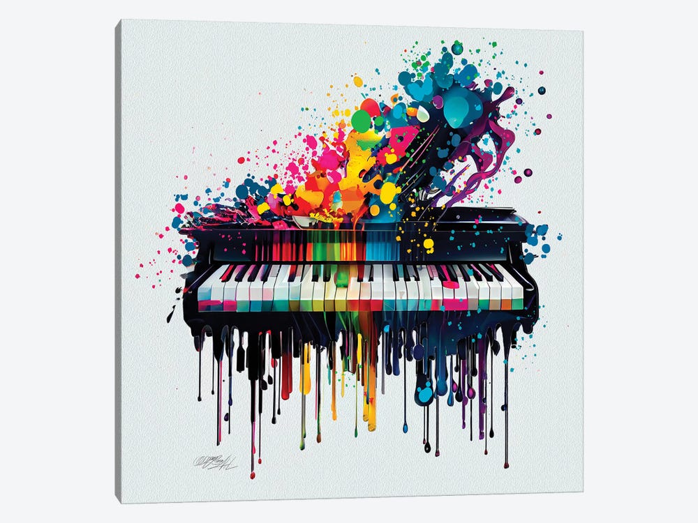 Color Of Music, Piano Square Design by OLena Art 1-piece Canvas Art
