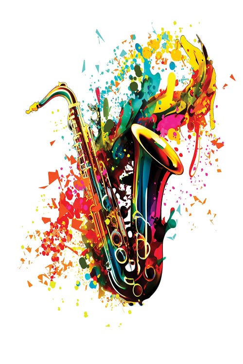 Modern Saxophone Design With An Abstract Background by OLena Art wall art