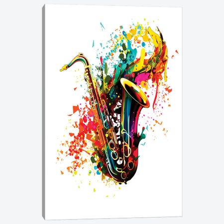 Modern Saxophone Design With An Abstract Background Canvas Print #OLE326} by OLena Art Canvas Print